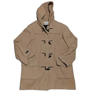 Mulberry Street Hooded Brown Sz Large 100% Wool Coat Pea Coat Jacket